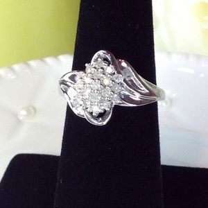 Genuine White Diamond Sterling Silver Ring- .25 ct